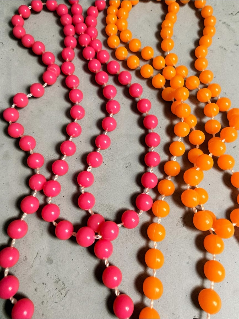 Fun vintage Vibrant Pink & Orange Beaded Necklaces